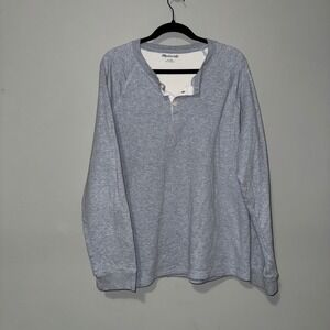 Madewell Mens XL Heather Grey Long Sleeve Raglan Henley Shirt